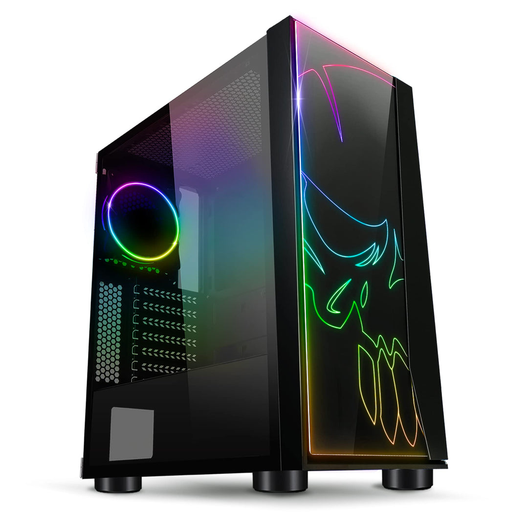 SPIRIT OF GAMER Ghost One Gamer PC-Gehäuse RGB Ghost One – Vorderseite und Wand aus Hartglas – 60 Hi