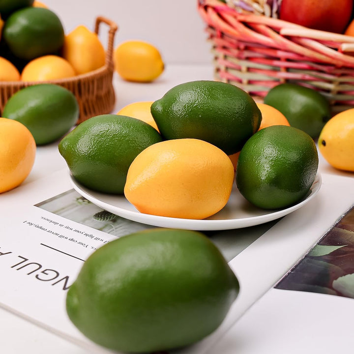 Gresorth 12 Stück Künstliche Grün & Gelb Zitrone Deko Gefälschte Früchte Obst Party Festival Dekorat