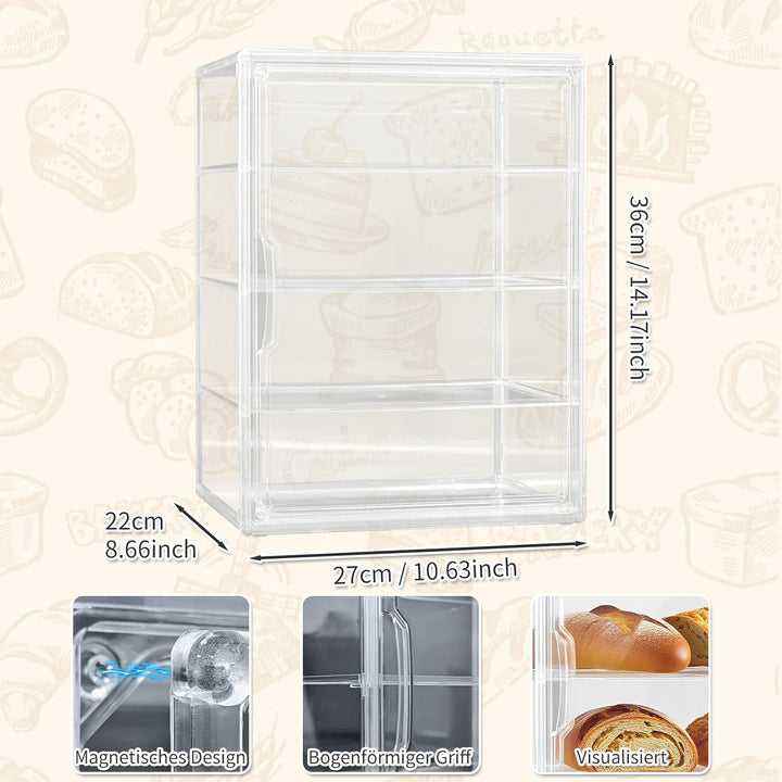 Gute Brotkasten Gross Transparente Brotbox - 4 Schichten Einstellbar Brotaufbewahrungsbox Acrylbox m