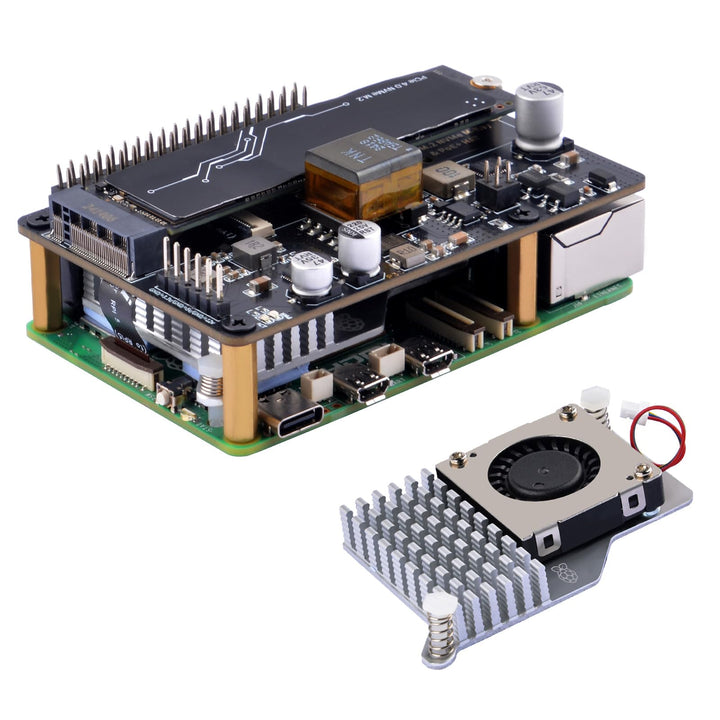 GeeekPi P33 M.2 NVME M-Key PoE+ Hat für Raspberry Pi 5, mit offiziellem Raspberry Pi 5 Active Cooler