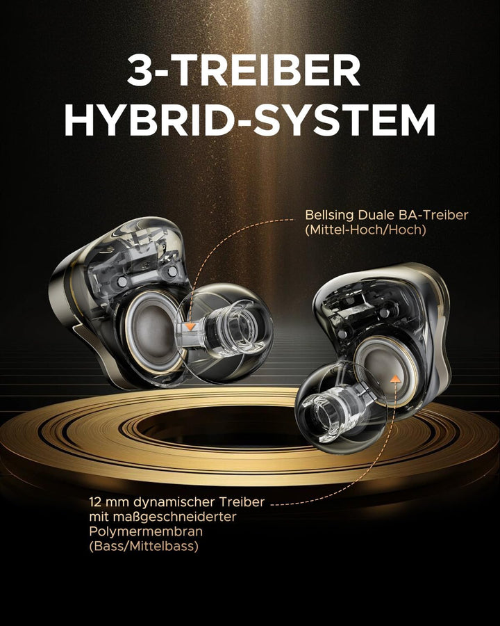 SoundPEATS H3 In-Ear Bluetooth Kopfhörer, Hi-Res/aptX Lossless/LDAC, Dual-BA + 12 mm Dynamic Driver,