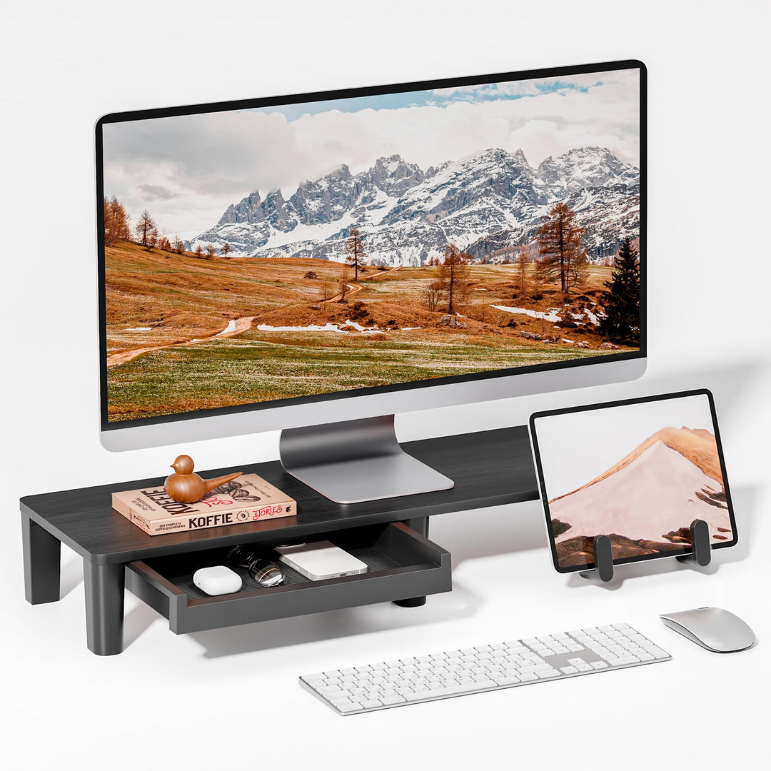 PEGZONE Monitor Stand Riser für Schreibtisch, ergonomischer Computer-Steiger mit Aufbewahrungs-Tasch