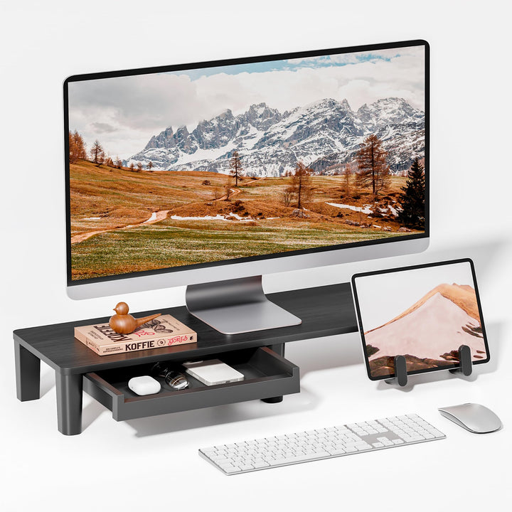 PEGZONE Monitor Stand Riser für Schreibtisch, ergonomischer Computer-Steiger mit Aufbewahrungs-Tasch
