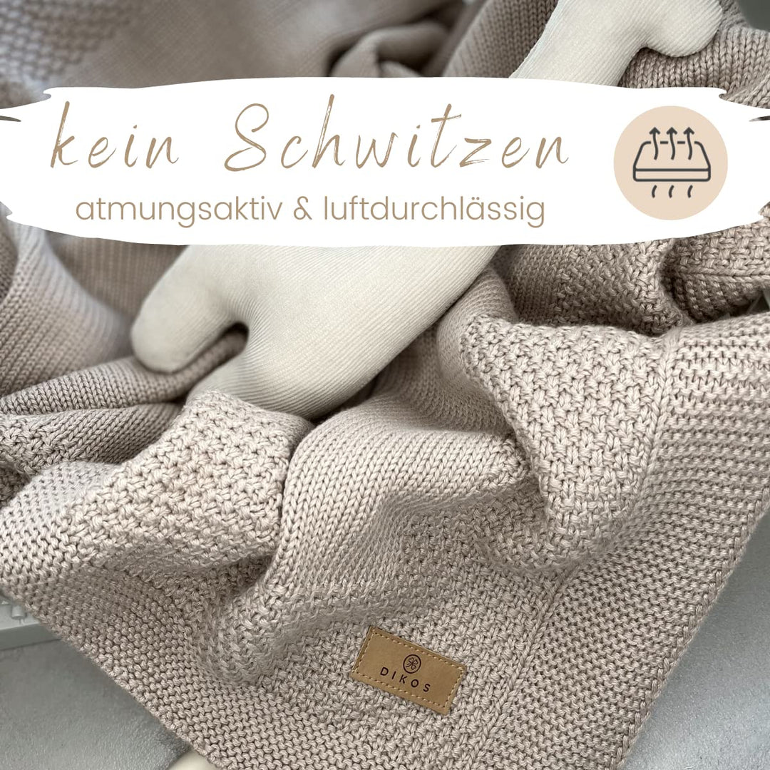 DIKOS® Babydecke *100%* GOTS Bio Baumwolle Cappuccino | weiche Herbst/Winter Neugeborenen Decke Mädc