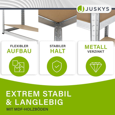 Juskys 2er-Set Lagerregal Easy 2X 160x80x40cm (HxBxT) | 640kg Traglast | 8 Böden | Metall Schwerlast