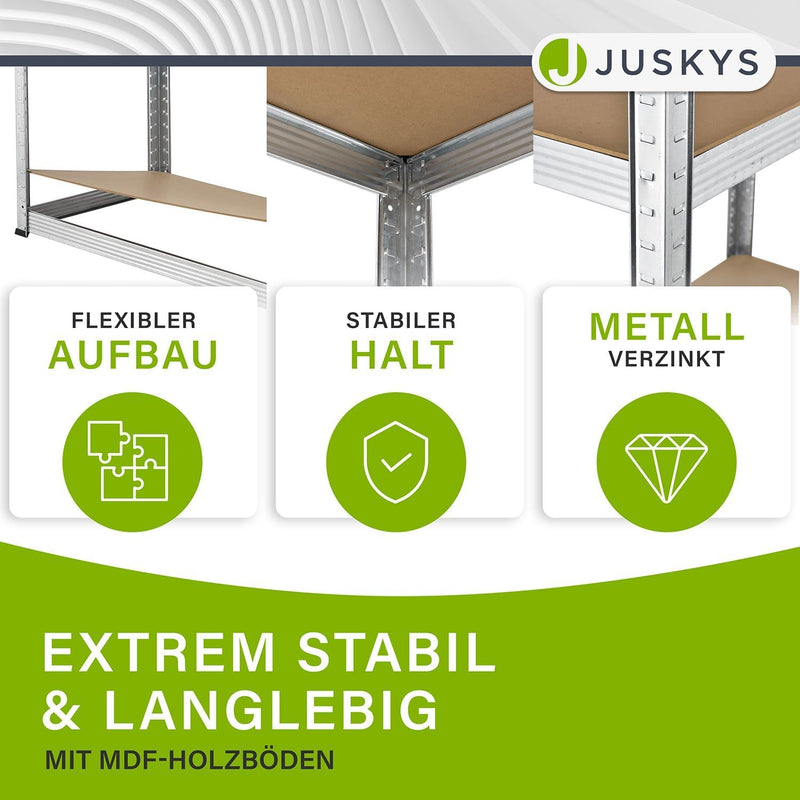 Juskys 2er-Set Lagerregal Easy 2X 160x80x40cm (HxBxT) | 640kg Traglast | 8 Böden | Metall Schwerlast