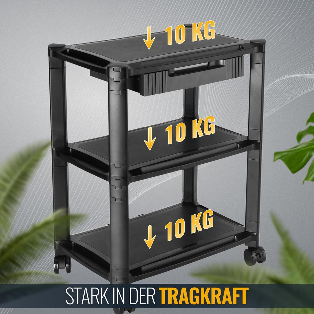 RICOO Rollcontainer Rollwagen mit Schublade Organizer WM5-L, Modular Schwarz Schreibtisch Bürocontai