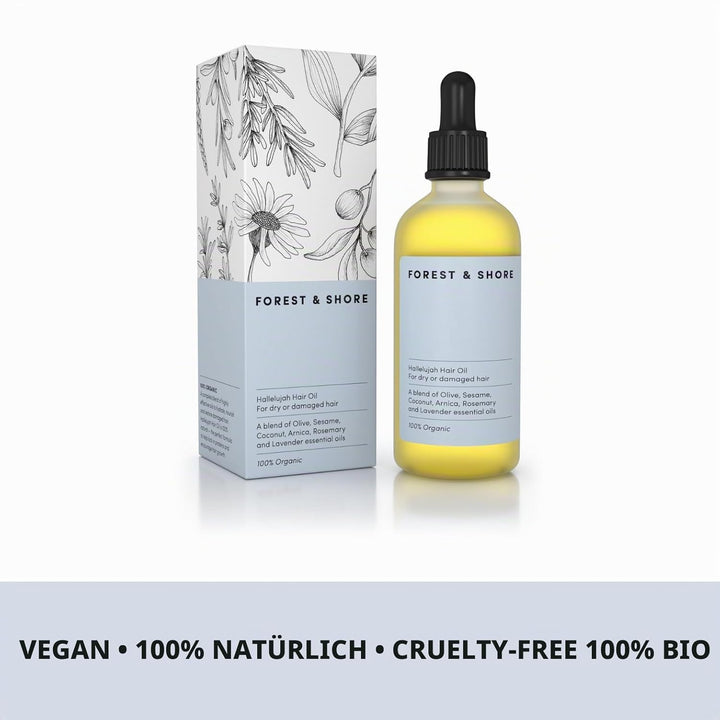 Natürliches Haaröl zum Haarwachstum beschleunigen mit biologischen Rosmarinöl, Rizinusöl, Mandelöl u
