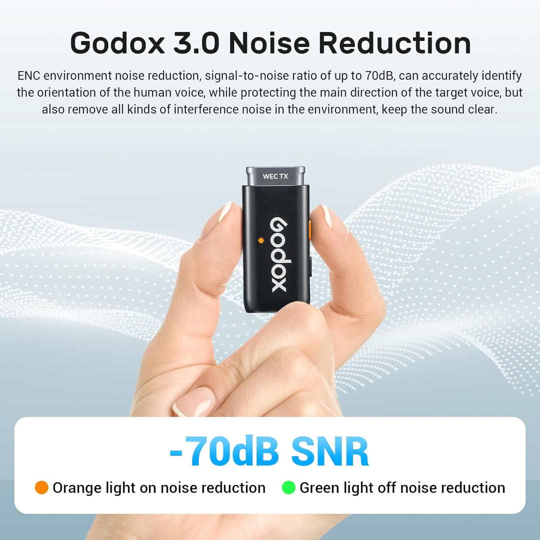 Godox WES1 Kit2 Kabelloses Lavalier-Mikrofon für iPhone/Lightning,8 Stunden Akkulaufzeit, Zweikanal-