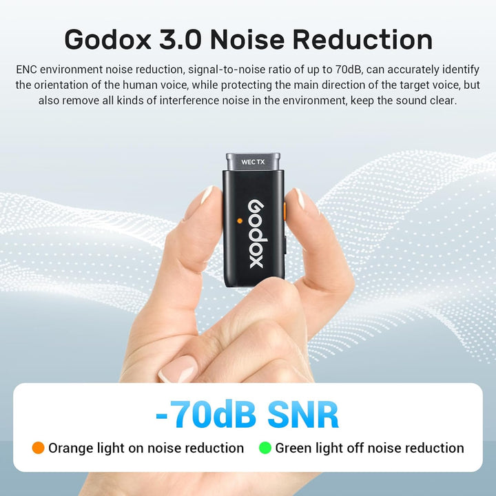 Godox WES1 Kit2 Kabelloses Lavalier-Mikrofon für iPhone/Lightning,8 Stunden Akkulaufzeit, Zweikanal-