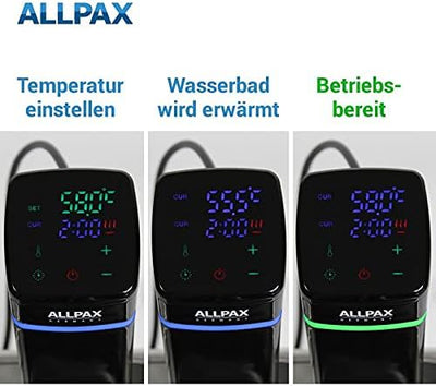 Allpax Sous Vide Garer SV3 - 1100 Watt - mit integrierter Umwälzpumpe für dauerhaft gleichmässige Te