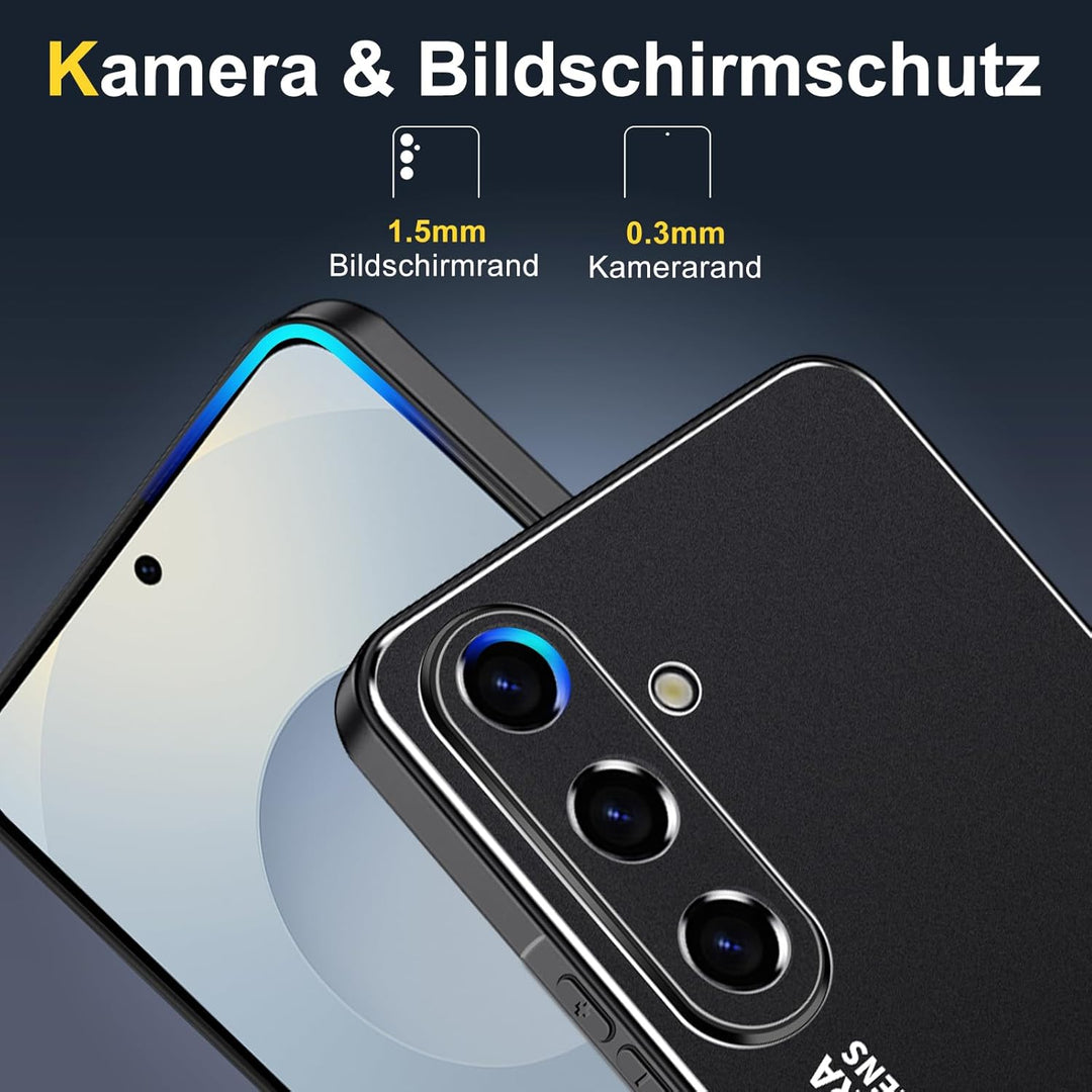 Hülle für Samsung Galaxy S25 Metal HandyHülle mit 2 Stück Displayschutzfolie,Galaxy S25 Cover 360 Gr