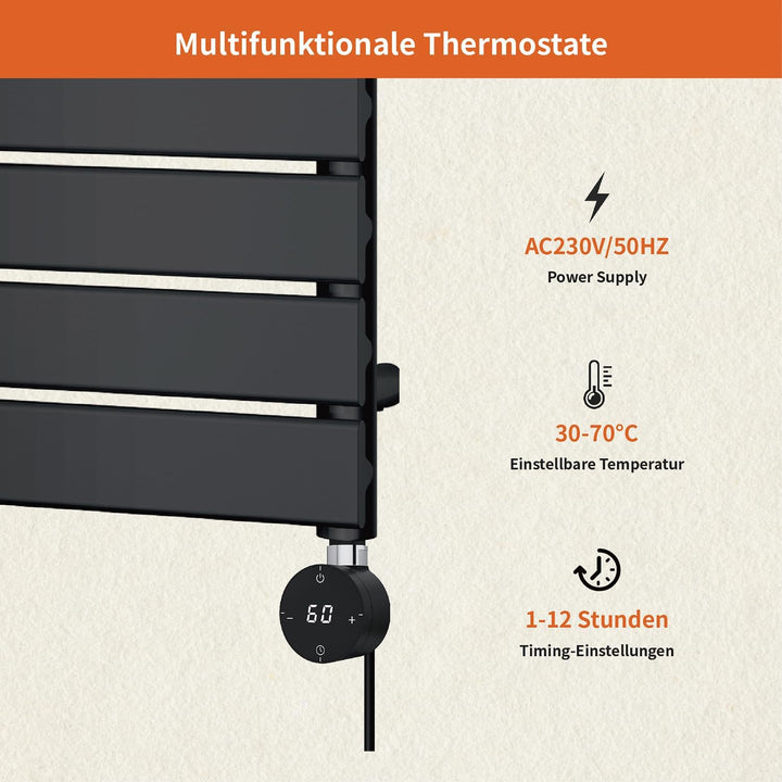 Heizstab für Badheizkörper Elektrisch mit Thermostat, geeignet für Handtuchheizkörper Heizkörper und