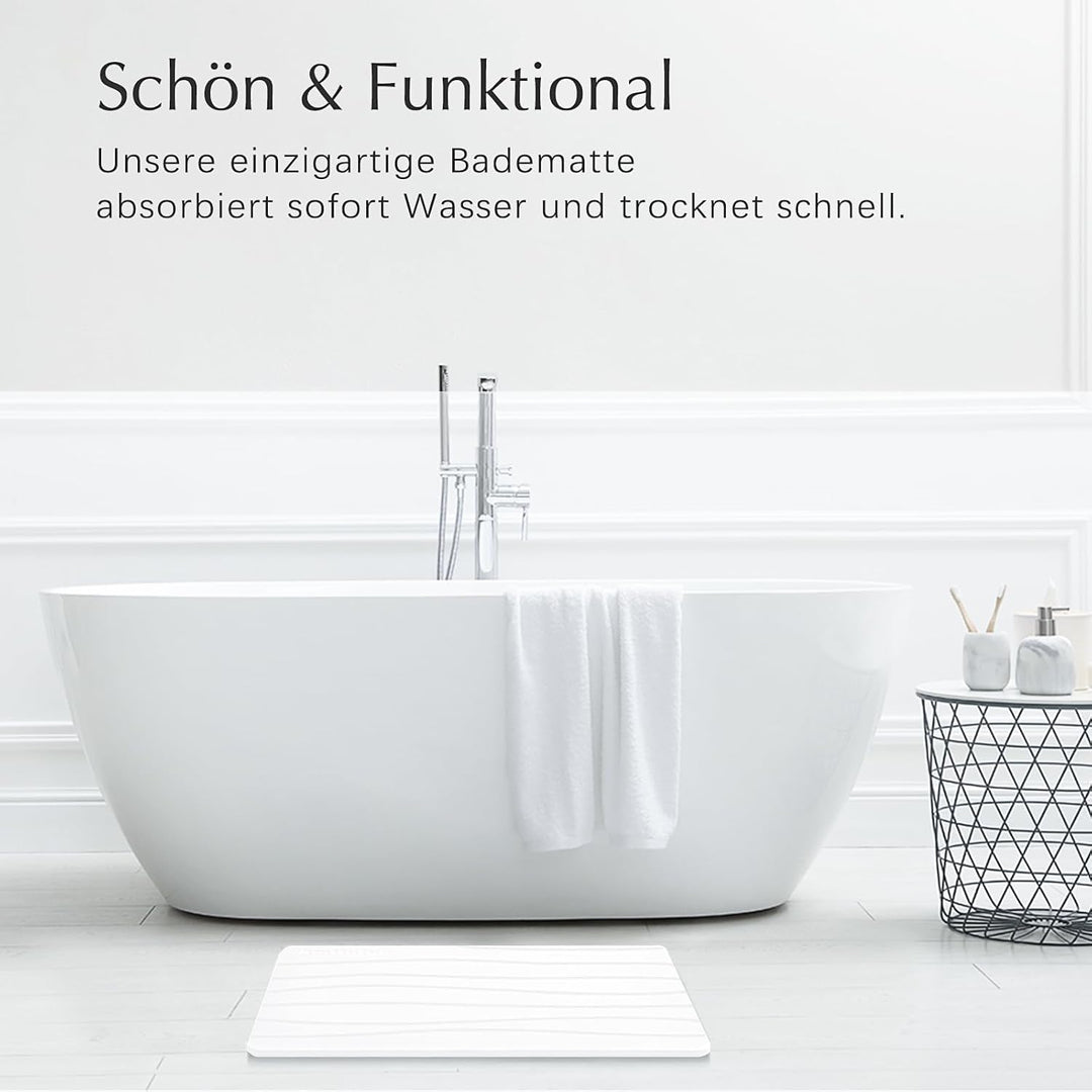 Badematte Stein, Diatomite Stone Bath Mat, rutschfeste Stein Badematte Schnelltrocknend, Werten Sie