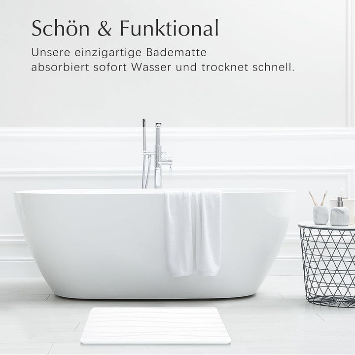 Badematte Stein, Diatomite Stone Bath Mat, rutschfeste Stein Badematte Schnelltrocknend, Werten Sie