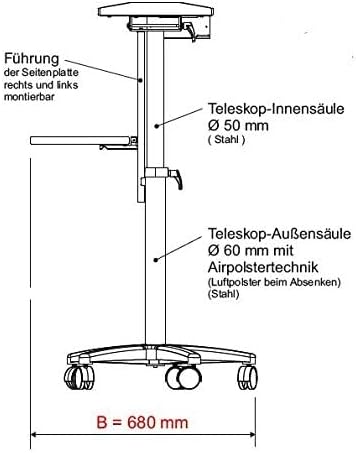 MAUL Beamertisch MAULpro | Tisch für Projektor und Beamer | Laptopständer höhenverstellbar | Stabile