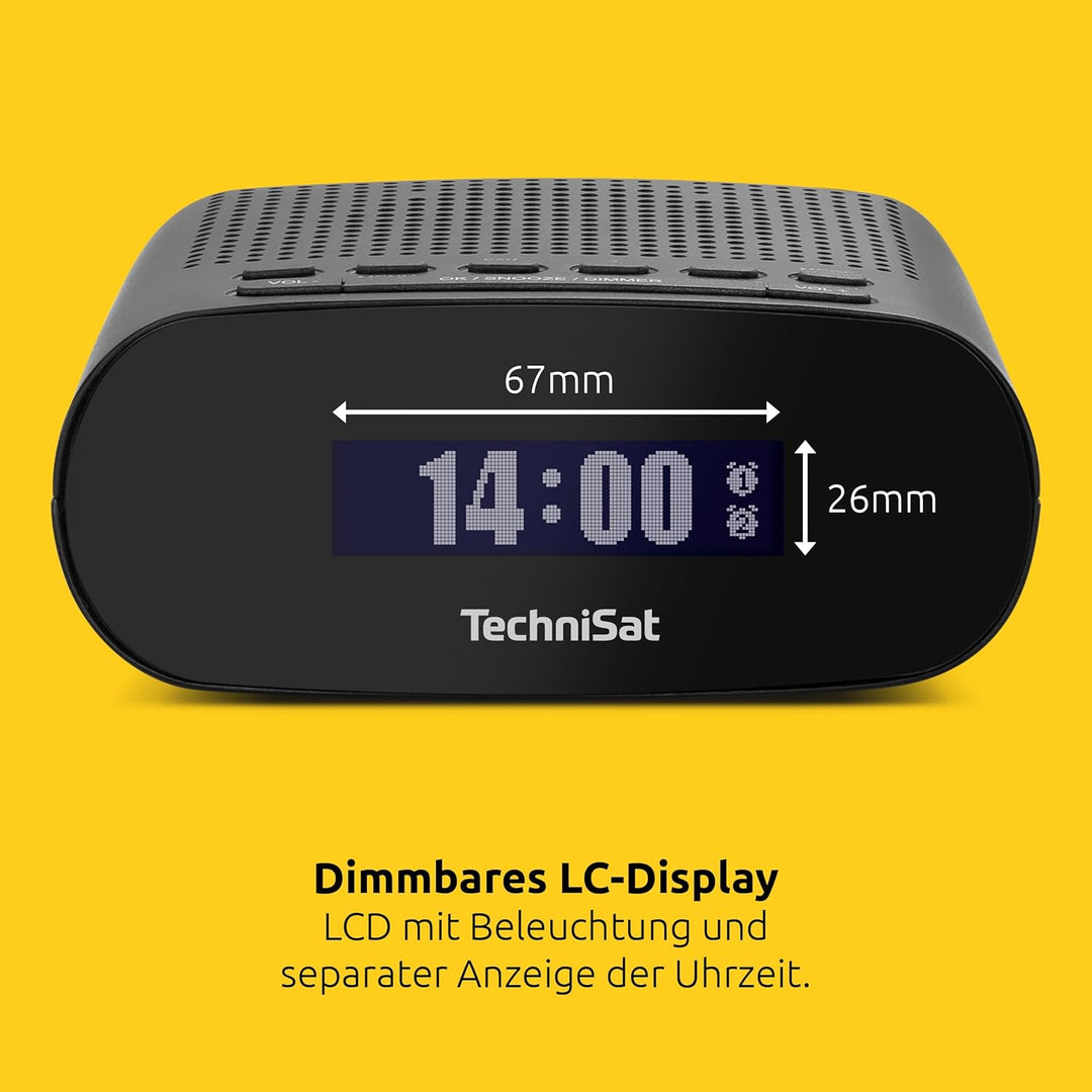 TechniSat TECHNIRADIO 50 - Kompakter Radiowecker (DAB+, UKW Wecker mit grossem LCD-Display, Dual-Ala