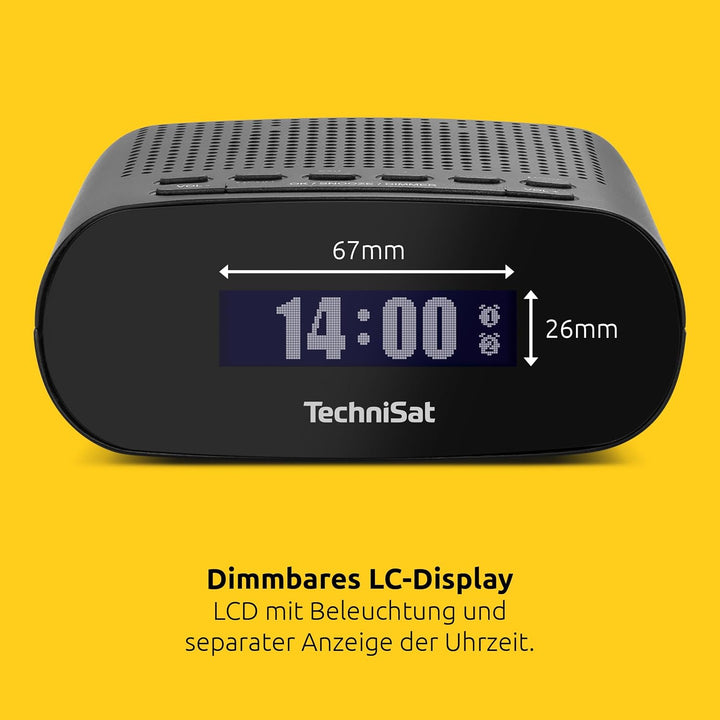 TechniSat TECHNIRADIO 50 - Kompakter Radiowecker (DAB+, UKW Wecker mit grossem LCD-Display, Dual-Ala
