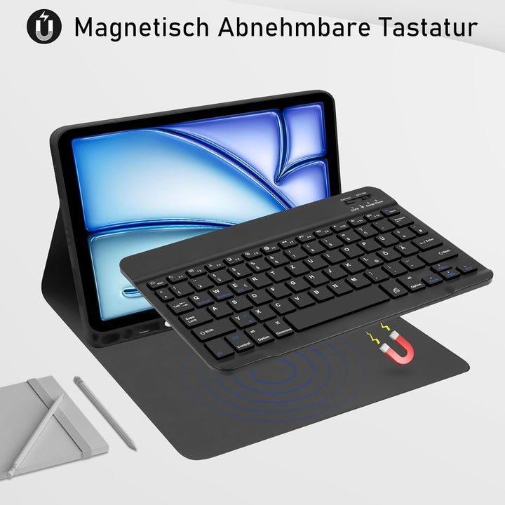iPad Air 5 Hülle mit Tastatur für iPad Air 6 11 Zoll, Deutsches Taststur Hülle für iPad Air 11 Zoll