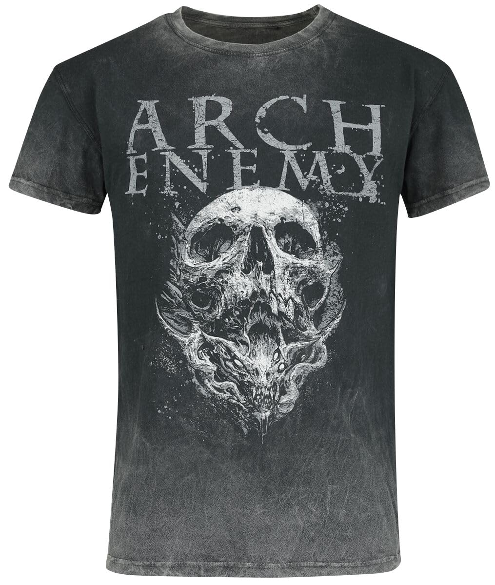 Arch Enemy Set The Flames Männer T-Shirt 100% Baumwolle Band-Merch Bands Totenköpfe XXL Grau, XXL