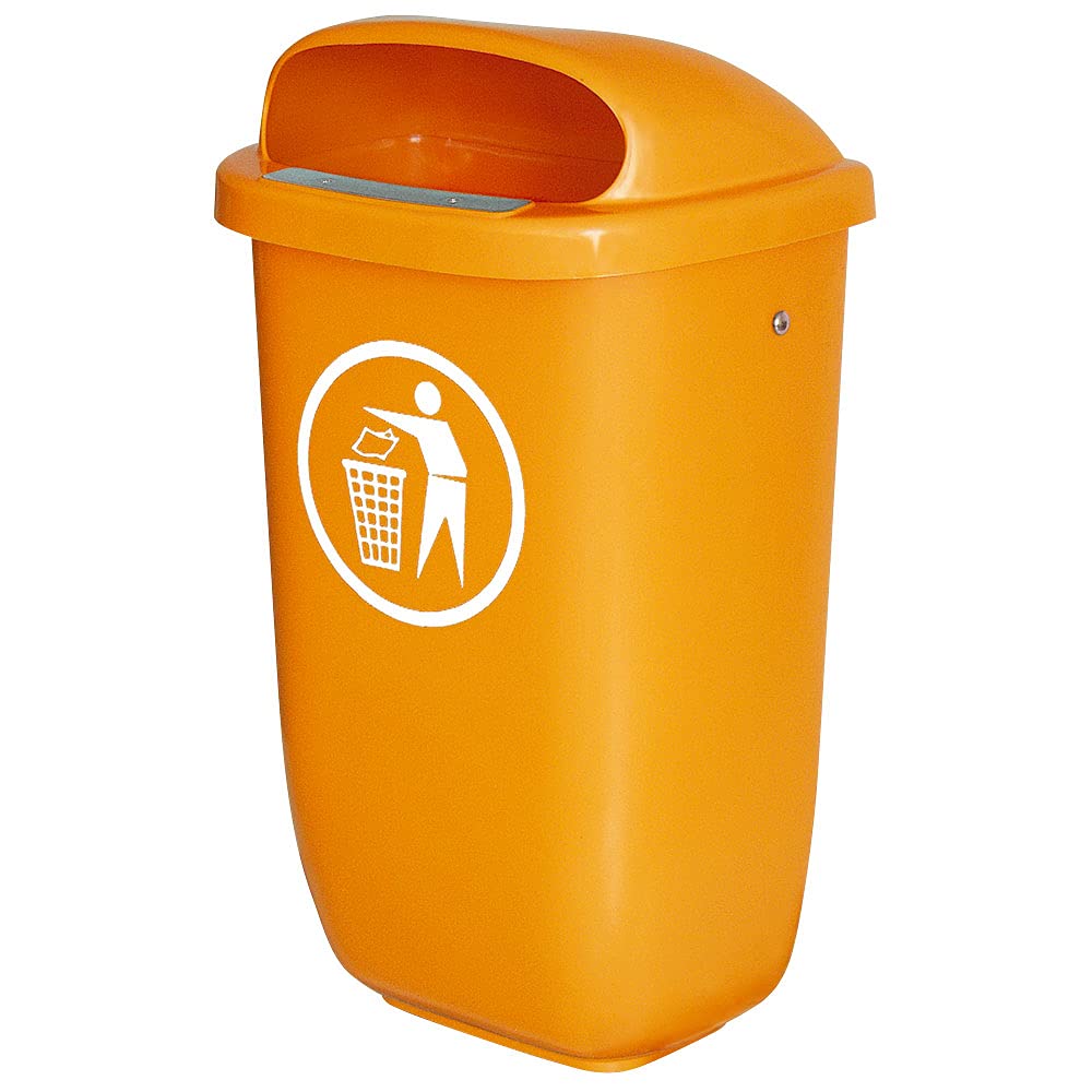 BRB 4 Abfallbehälter für den Aussenbereich, 50 Liter, nach DIN 30713, Farbe: orange, orange