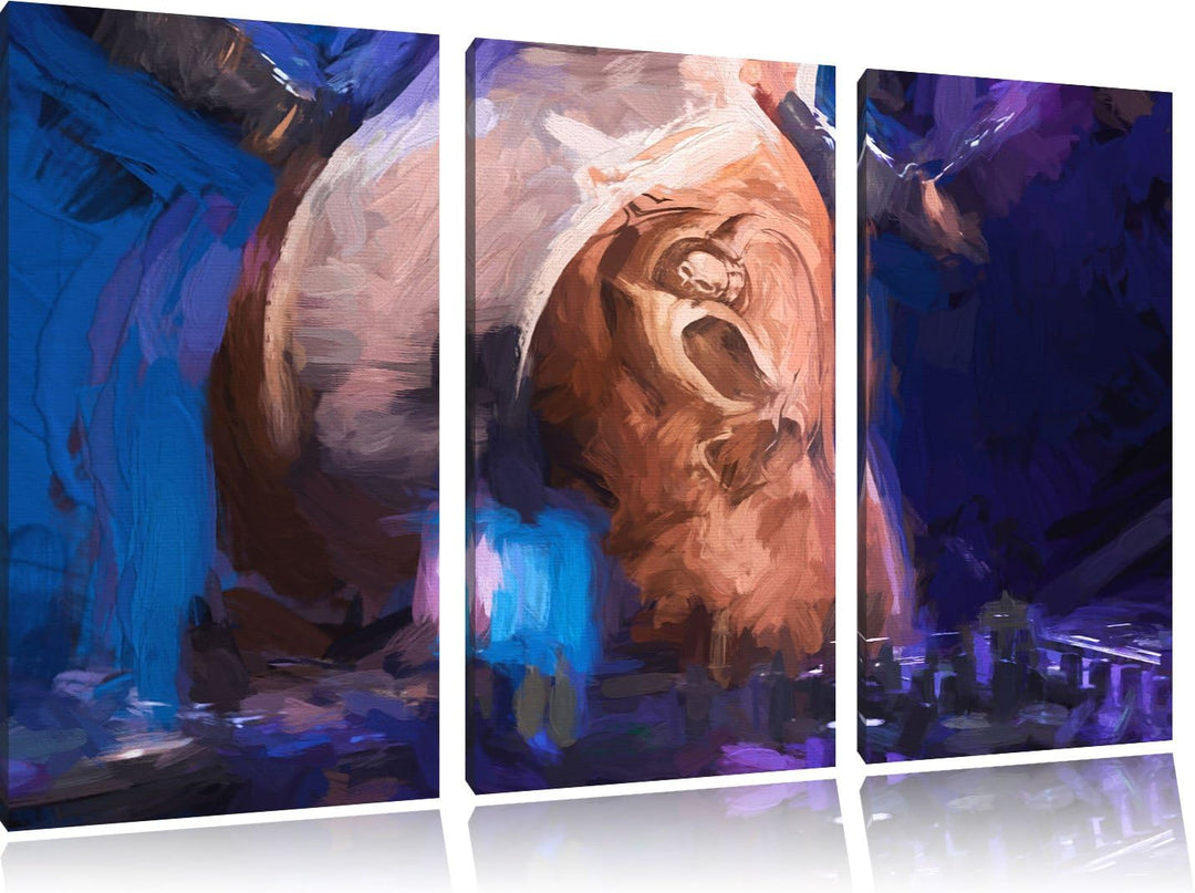 Pixxprint Sexy Frau am Plattenpult Pinsel Effekt 3-Teiler Leinwandbild 120x80 Bild auf Leinwand, rie