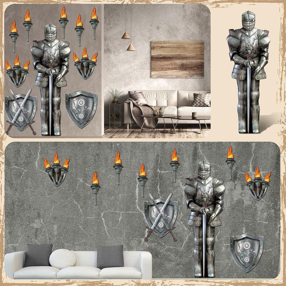 Honoson 10 Stücke Jointed Suit of Armor Knight Cut Out Mittelalter Party Dekorationen Fackel Requisi