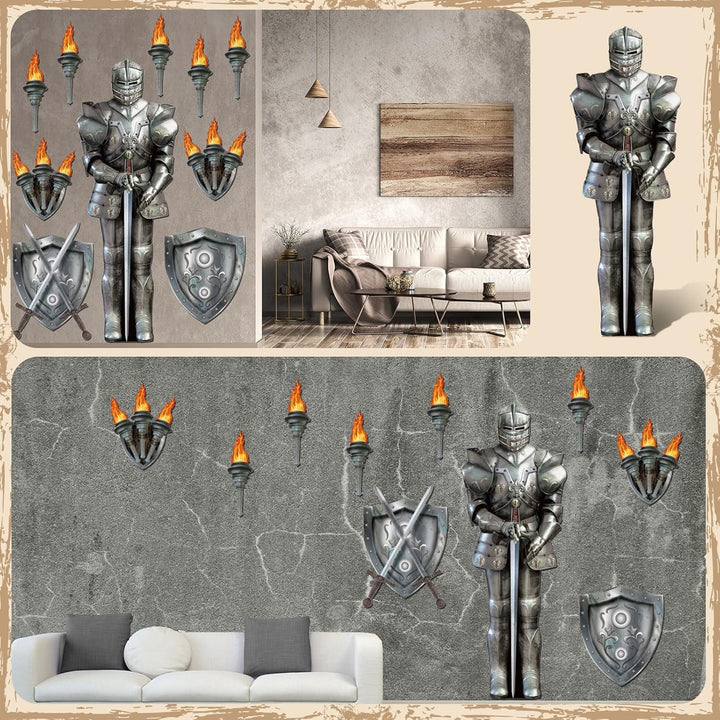 Honoson 10 Stücke Jointed Suit of Armor Knight Cut Out Mittelalter Party Dekorationen Fackel Requisi