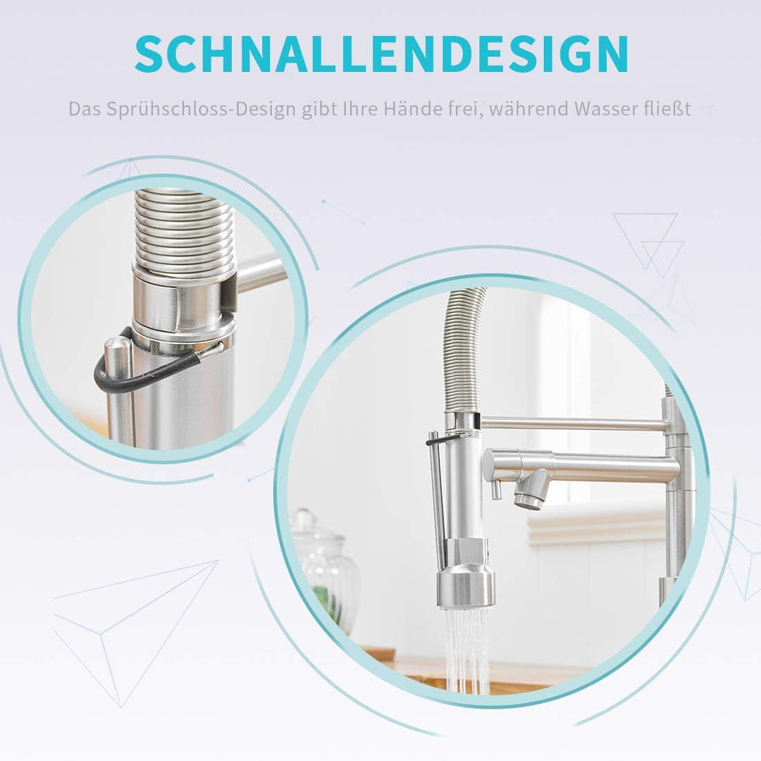 AIMADI Wasserhahn Küche Mischbatterien Pull Down Küchenarmatur mit Brause Spiralfederarmatur Küchens