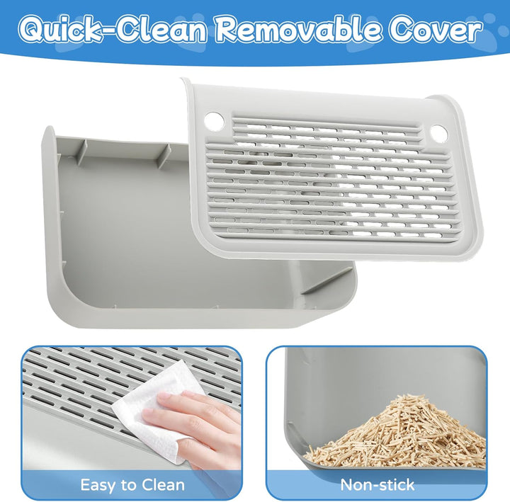 Kalolary 2 Packung Katzenstreu-Rampe mit Filtersystem – rutschfeste Treppe für Katzentoilette, Litte