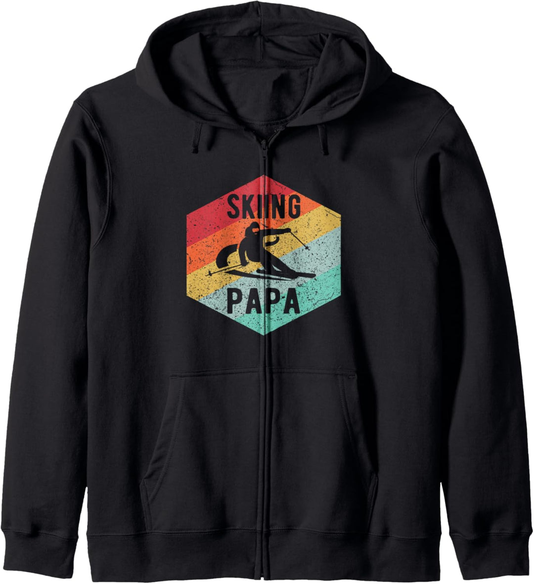 Retro Skiing Papa 70's Skiers Ski Gift Kapuzenjacke