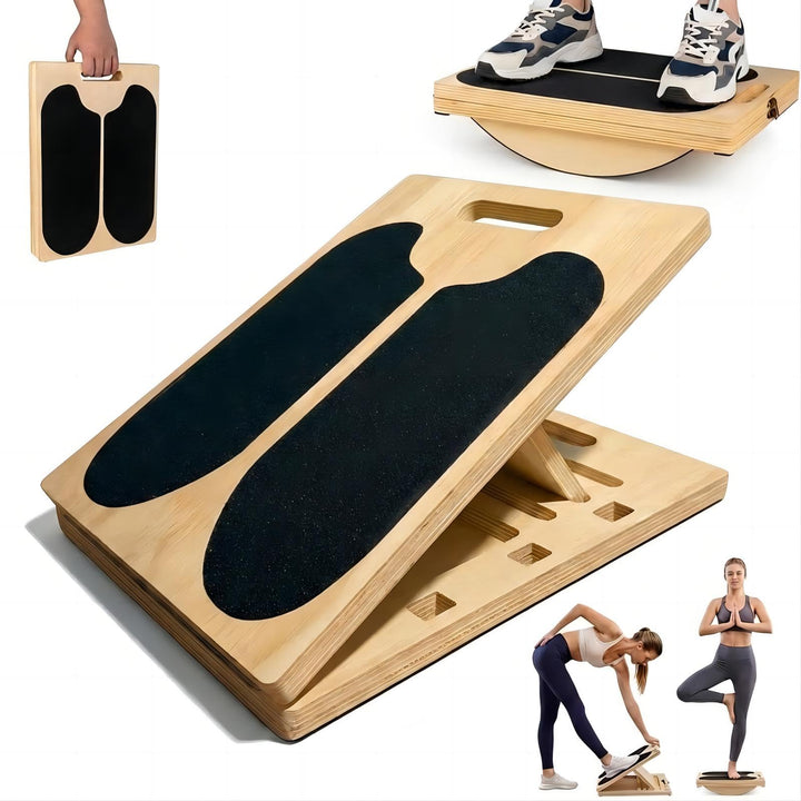 2 in 1 Wadendehner Schrägbrett Balance Board erwachsene aus Holz Gleichgewichtstrainer balanceboards