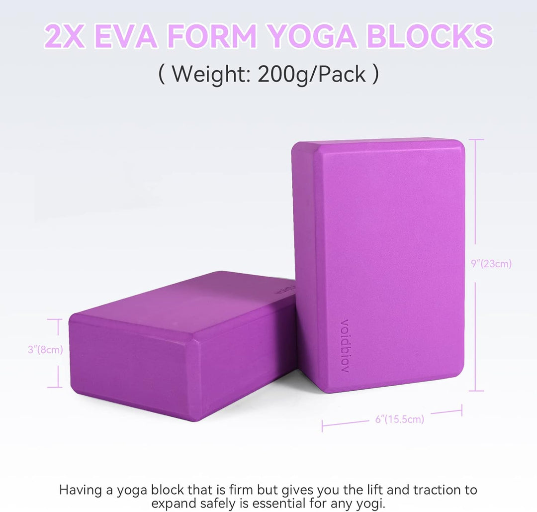 voidbiov Yoga blöcke 2er Set 9 "x6 x3, Stabil rutschfest Eva Schaumstoff, Bietet Unterstützung und S