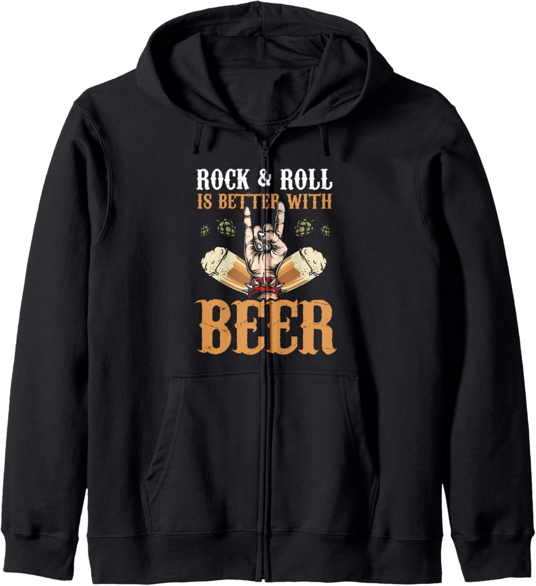 Vintage Rock And Roll Is Better With Beer Music Drinker Gift Kapuzenjacke