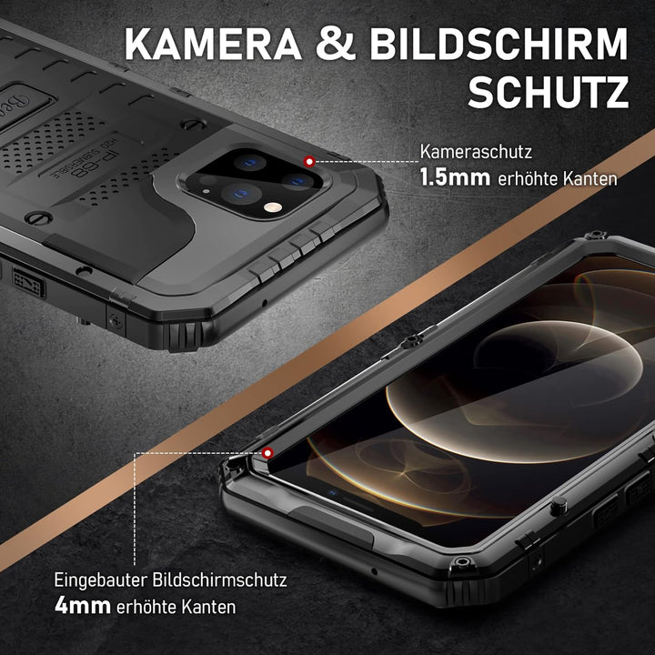 Beeasy für iPhone 12 Pro Wasserdicht Outdoor Hülle (6,1"), Stossfest Panzerhülle Militär 360 Grad Sc