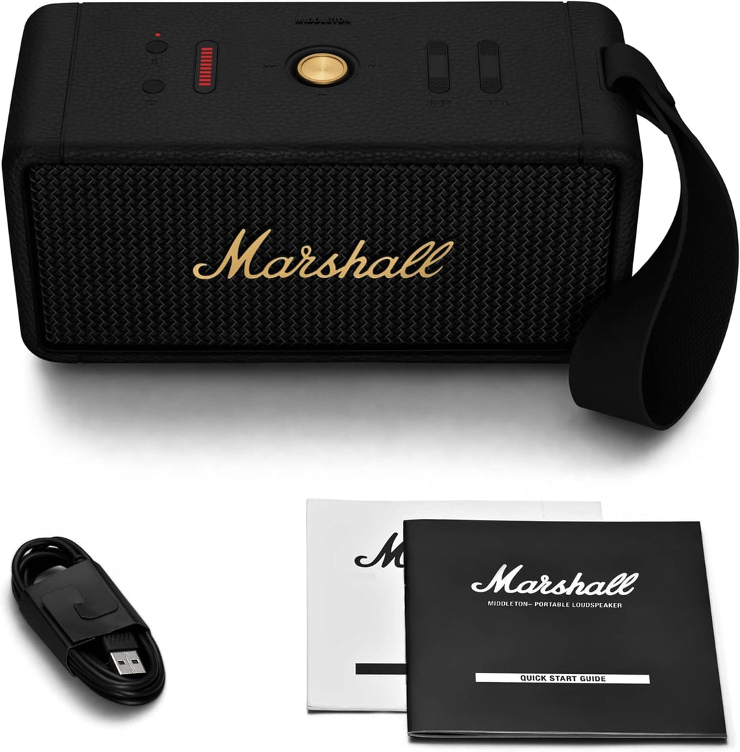 Marshall Middleton kabelloser tragbarer Bluetooth-Lautsprecher, über 20 Stunden tragbare Spielzeit,