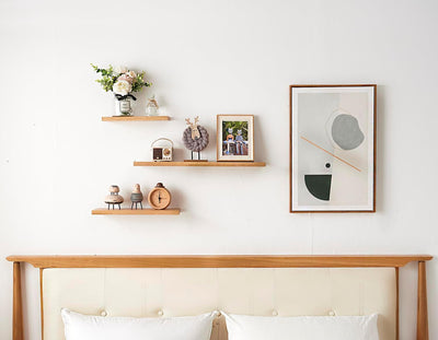 OAKERLAND Schweberegal aus Eiche Massiv, Klein Wandregal Holz 30cm Wandboard für Badezimmer, Schlafz
