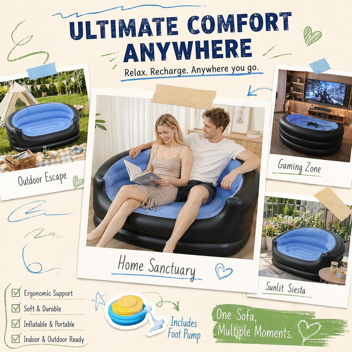 2-Sitzer Aufblasbares Sofa, Aufblasbare Couch, Wasserdichtes Luftsofa Aufblasbares, Couch Aufblasbar