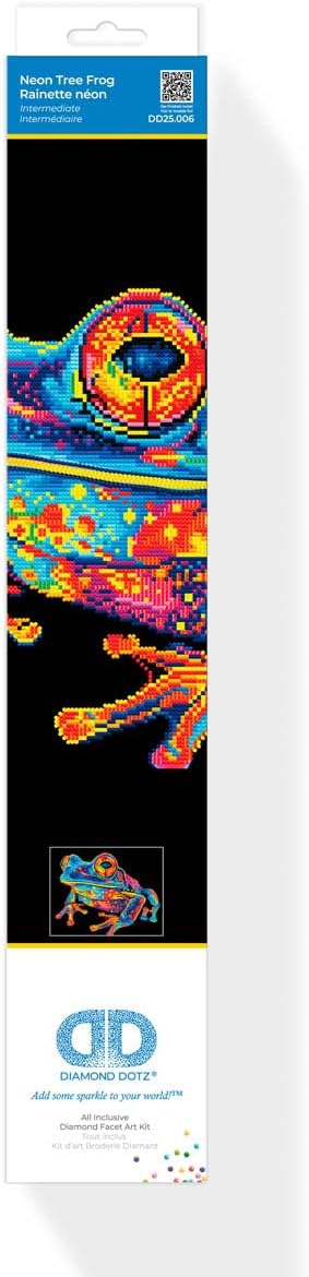DIAMOND DOTZ 2594353 Original 5D Diamond Painting Set, Neon Baumfrosch, mit Neonfarben und Samt, DIY