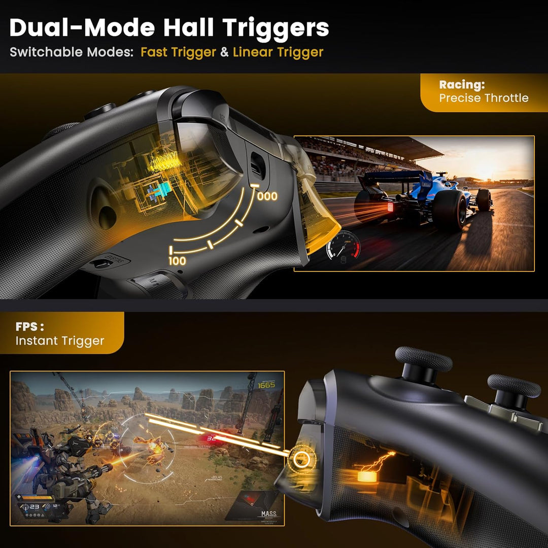 HASACOOL PC Controller mit Hall-Effect Joysticks & Ladestation, Wireless Gamepad 1000Hz für PC/Switc