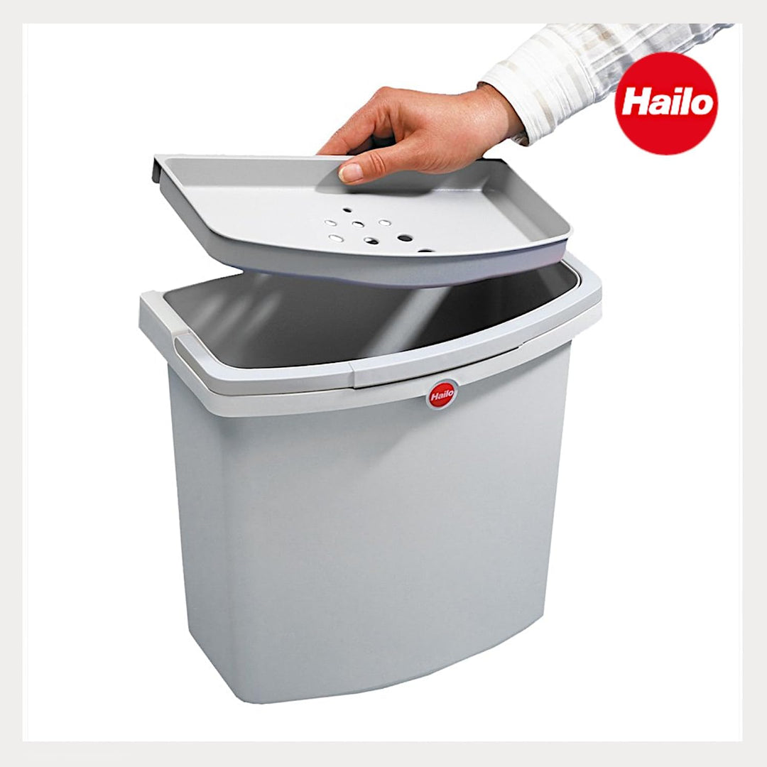 Hailo Multifunktionseimer 1068099 | stabiler Kunststoff hellgrau | 318 x 179 x 315 mm | vielseitiger