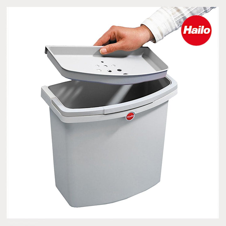 Hailo Multifunktionseimer 1068099 | stabiler Kunststoff hellgrau | 318 x 179 x 315 mm | vielseitiger