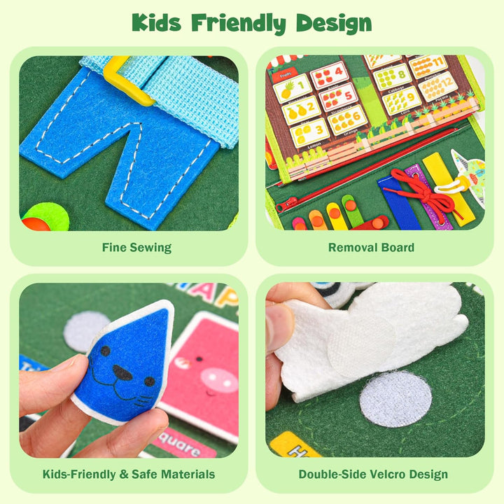 Busy Board Montessori Spielzeug - Motorikbrett & Sensorik Activity Board für Kleinkinder- Reisespiel