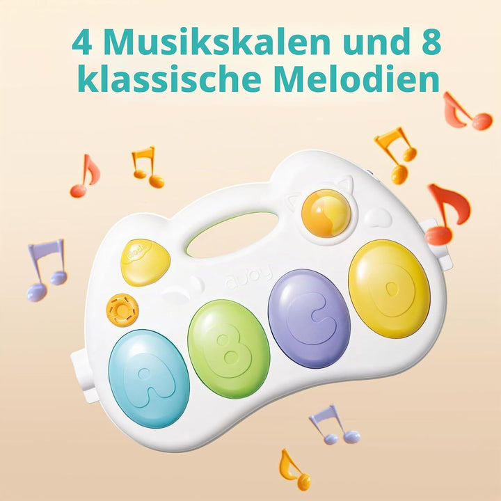 auby Active Monkey Spiel- und Aktivitätsgym für Babys 0-6 Monate | Fusstritt-aktivierte Klaviermatte