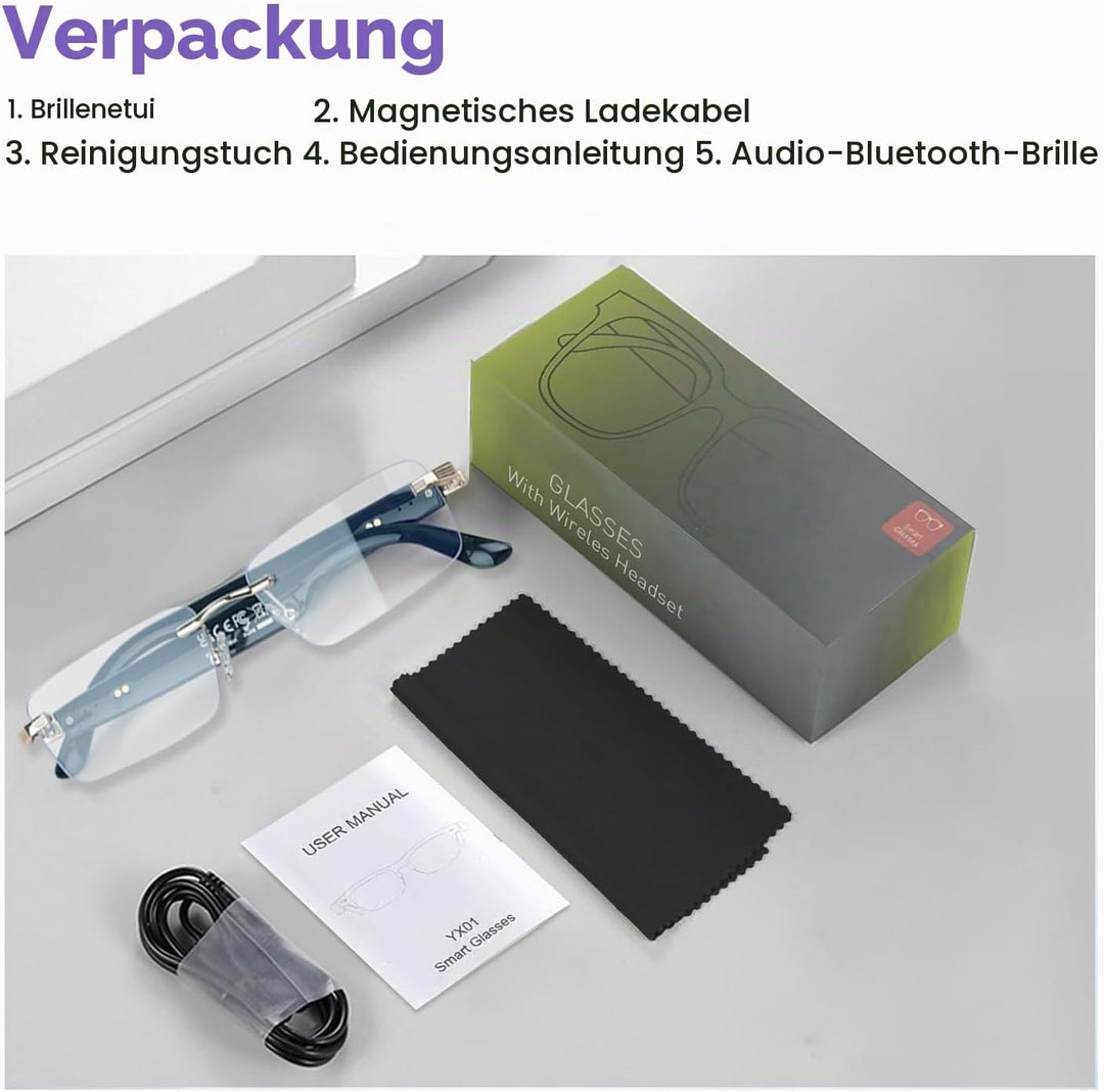 GenXenon AI Smart Brille, Photochrome Smart Glasses mit Offenen Lautsprechern, Echtzeit-Übersetzer f