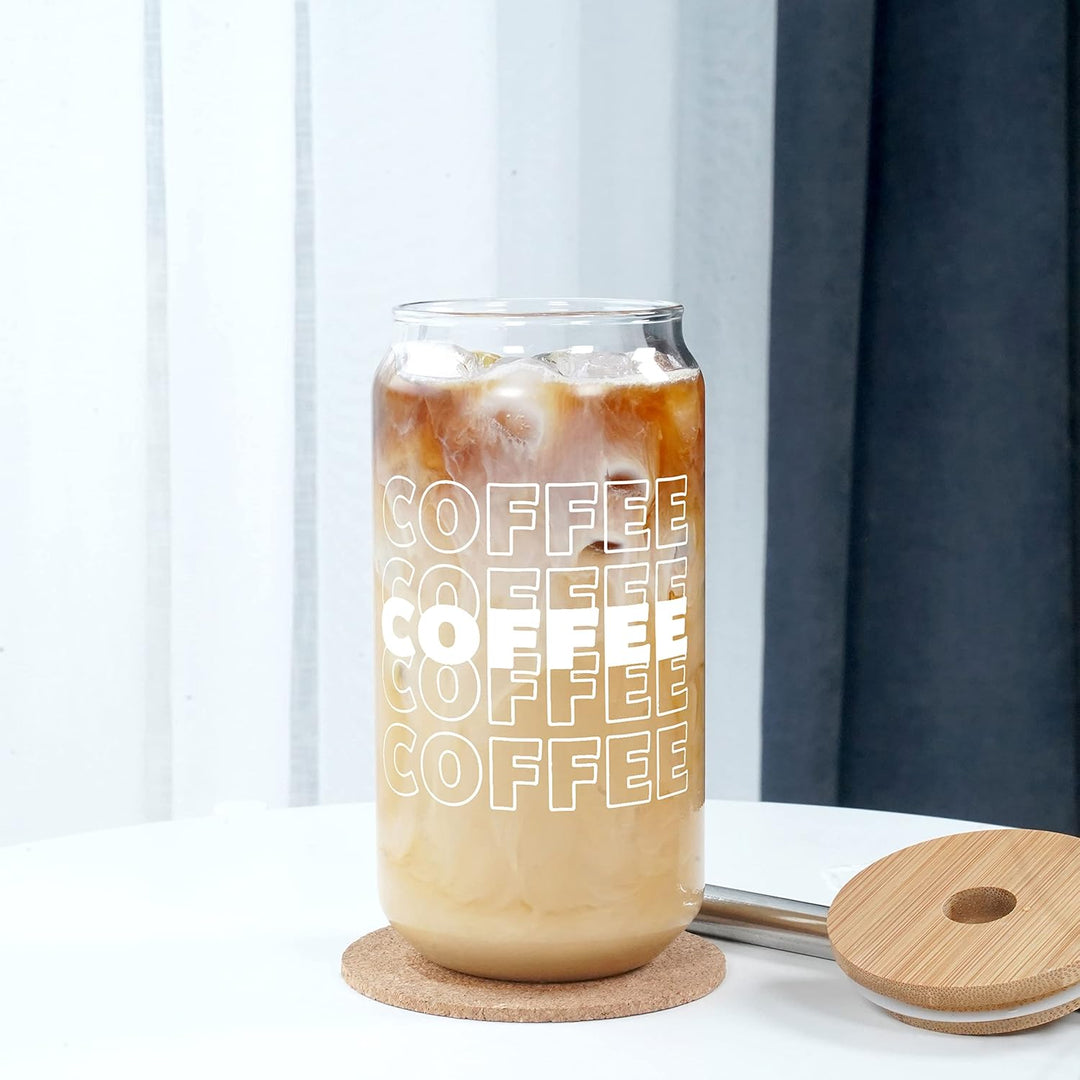 18OZ Glas Trinkbecher mit Deckel und Strohhalm, Valentinstag Geschenke für Frauen, Eiskaffeebecher B