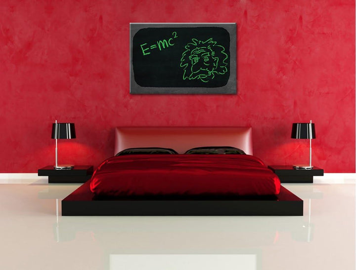 Albert Einstein schwarz/weiss Format: 100x70 auf Leinwand, XXL riesige Bilder fertig gerahmt mit Kei