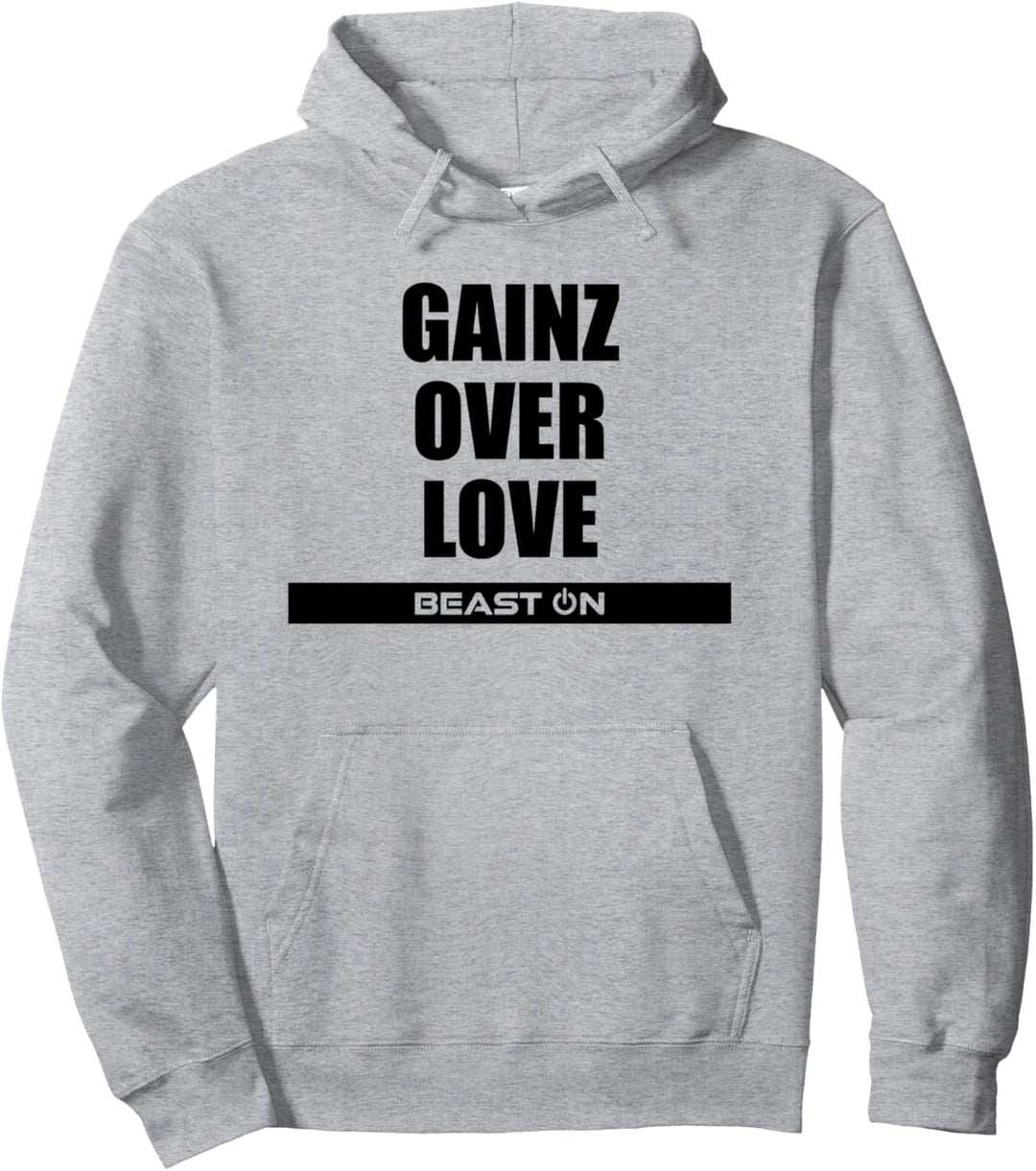 Gains Gainz over Love Gym Fitness Motivation Sprüche Pullover Hoodie