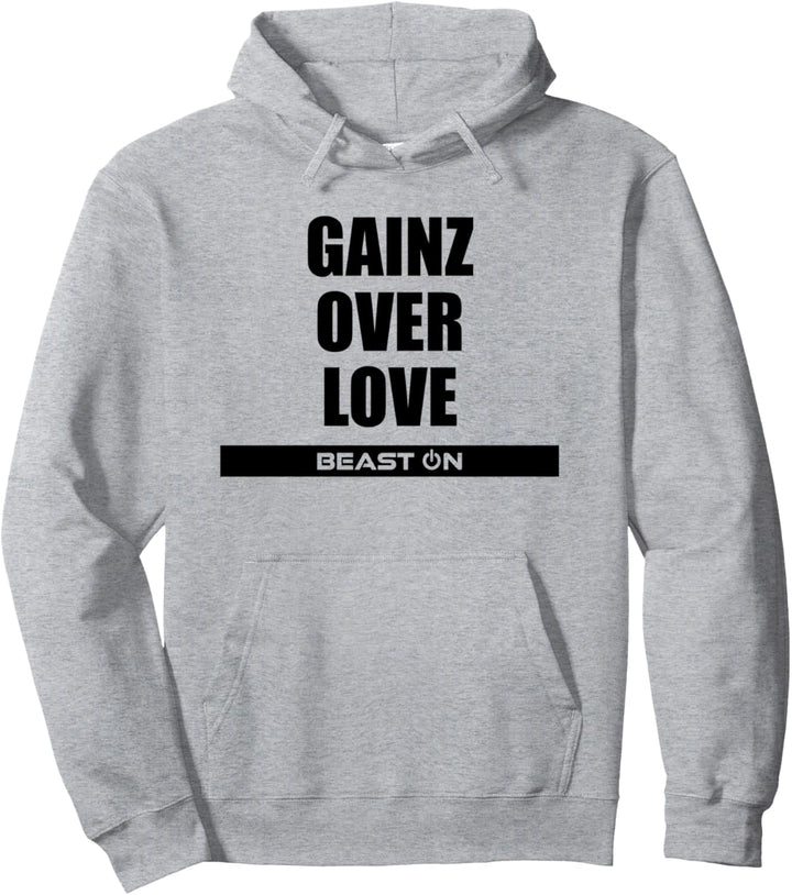 Gains Gainz over Love Gym Fitness Motivation Sprüche Pullover Hoodie