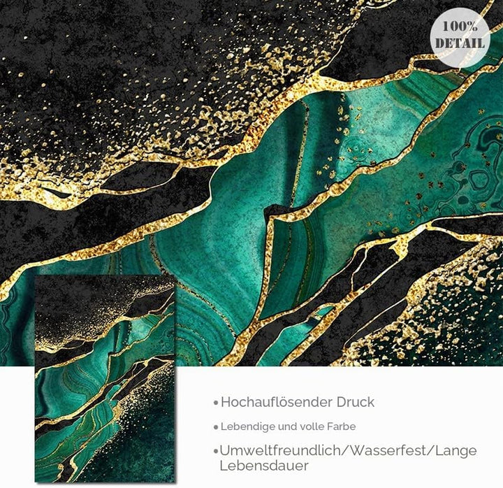 Grün Gold Marmor Leinwand Wandkunst,moderne abstrakte dunkelgrüne Goldfolienlinien, Marmor Poster sm